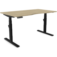LEAP Electric Dual Motor Height Adjustable Rectangular Sit Stand Desk Dual Purpose Reversible Scallop Top W1200xD800xH620-1270mm Urban Oak Top Black Frame 10 Year Warranty